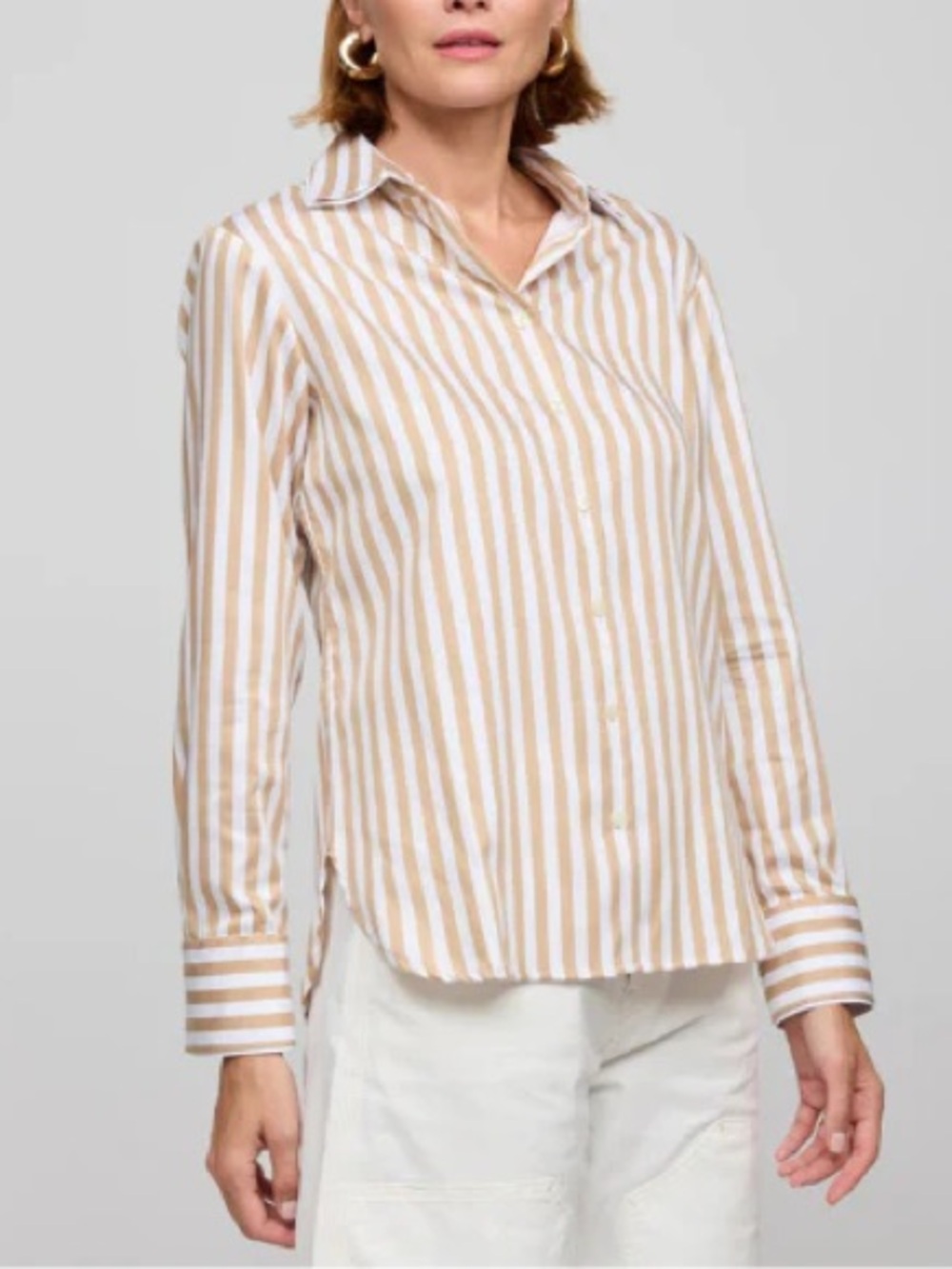 Hinson Wu Margot Long Sleeve Stripe Shirt Luxe Linen Button Front Women’s 6